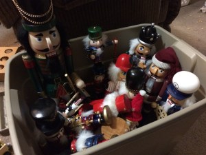 Nutcrackers in a bin