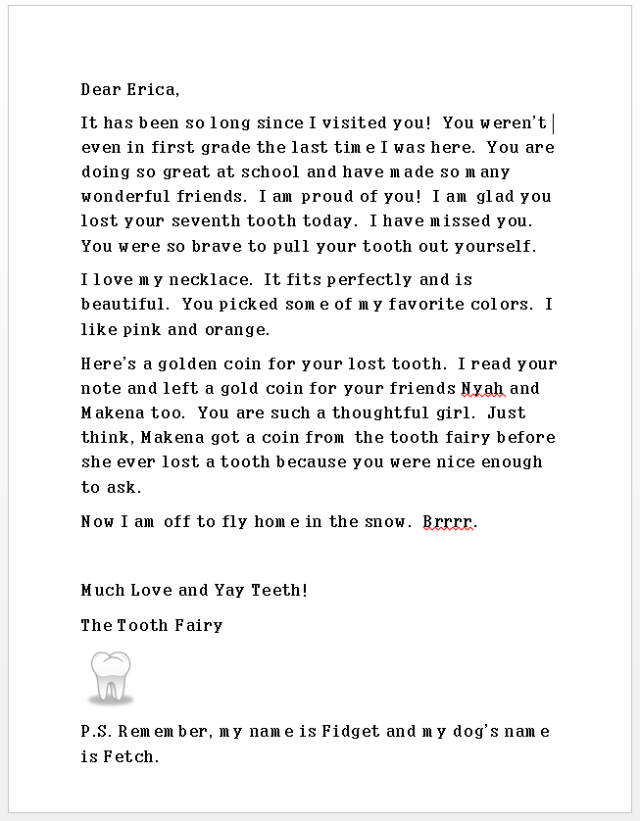 Response from The Tooth Fairy