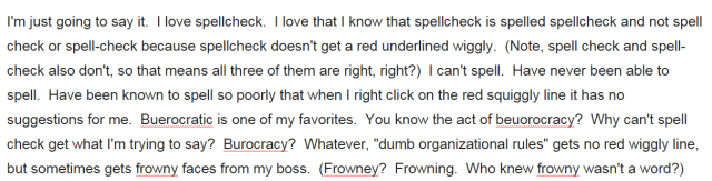 Red squiggles in Chrome.  Note that spellcheck is a-okay.  No problems here.  